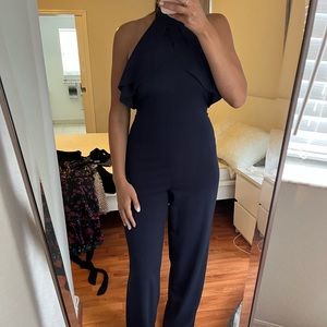 Bebe jumpsuit with ruffle halter